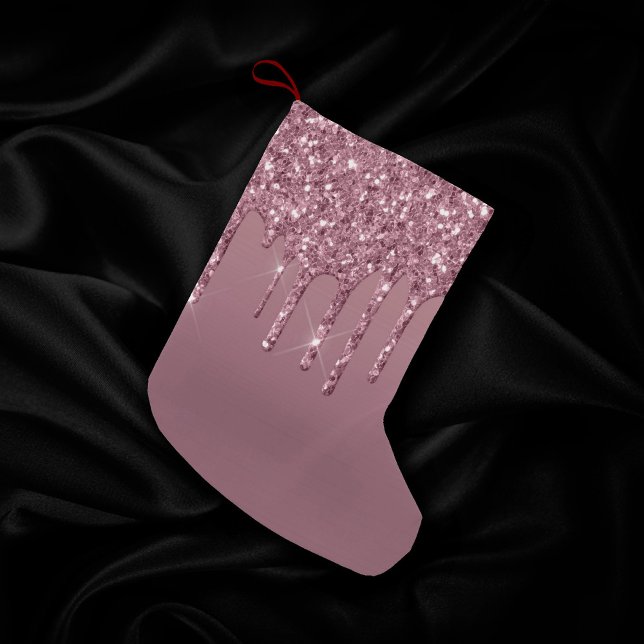 Dripping Mauve Glitter | Dusty Pink Melt Shimmer Small Christmas Stocking (Creator Uploaded)