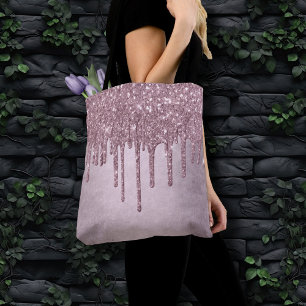 Dripping Mauve Glitter   Dusty Pink Melt Shimmer Tote Bag