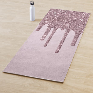 Dripping Mauve Glitter Dusty Pink Melt Shimmer Yoga Mat