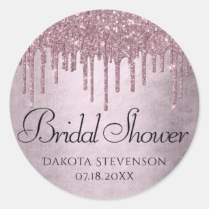 Dripping Mauve Glitter   Dusty Pink Melt Shower Classic Round Sticker
