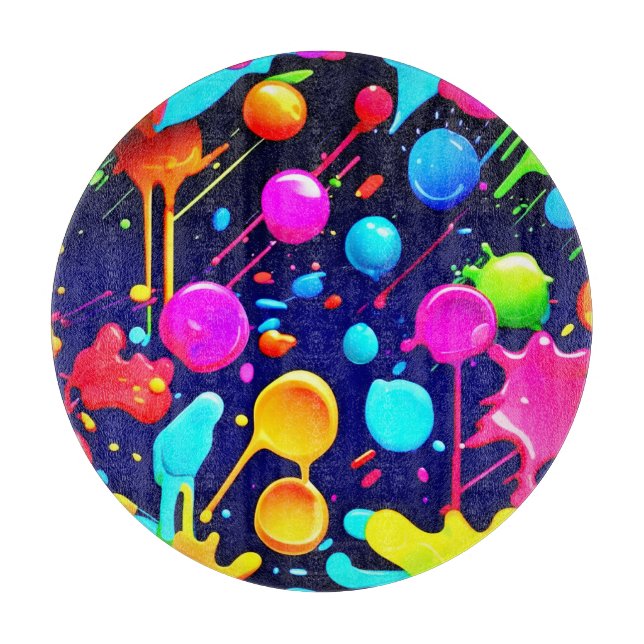 Dripping Neon Ink Aesthetic Cutting Board (Front)