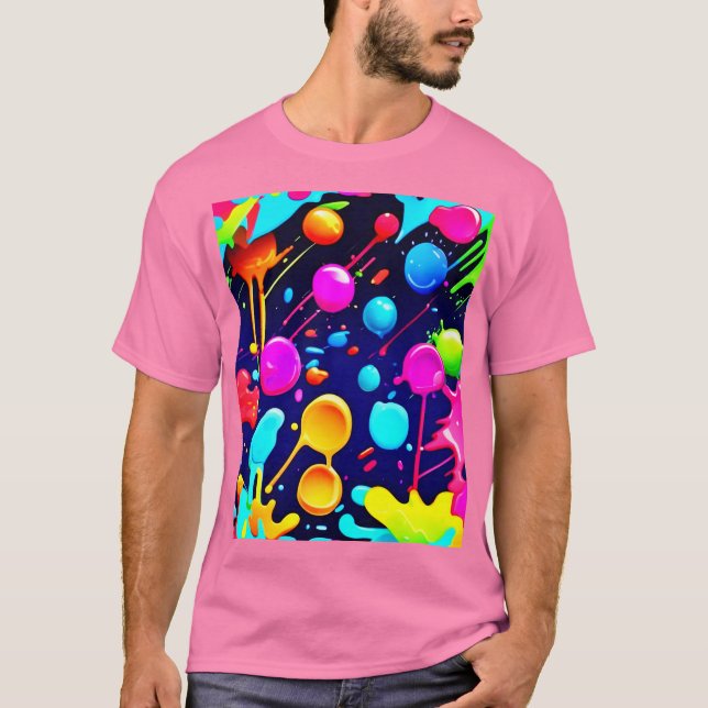 Dripping Neon Ink Aesthetic T-Shirt (Front)