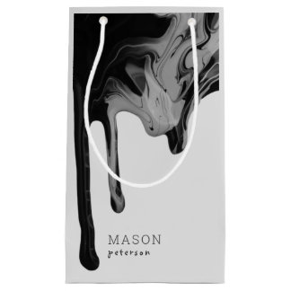 Dripping paint Abstract Seamless Black And Grey Small Gift Bag