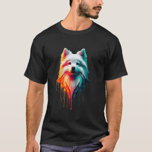 Dripping Paint Art American Eskimo Dog T-Shirt