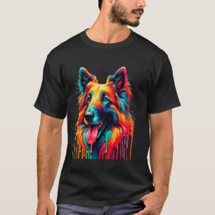 Dripping Paint Art Belgian Sheepdog Shepherd 1 T-Shirt