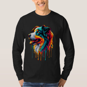 Dripping Paint Art Border Collie T-Shirt