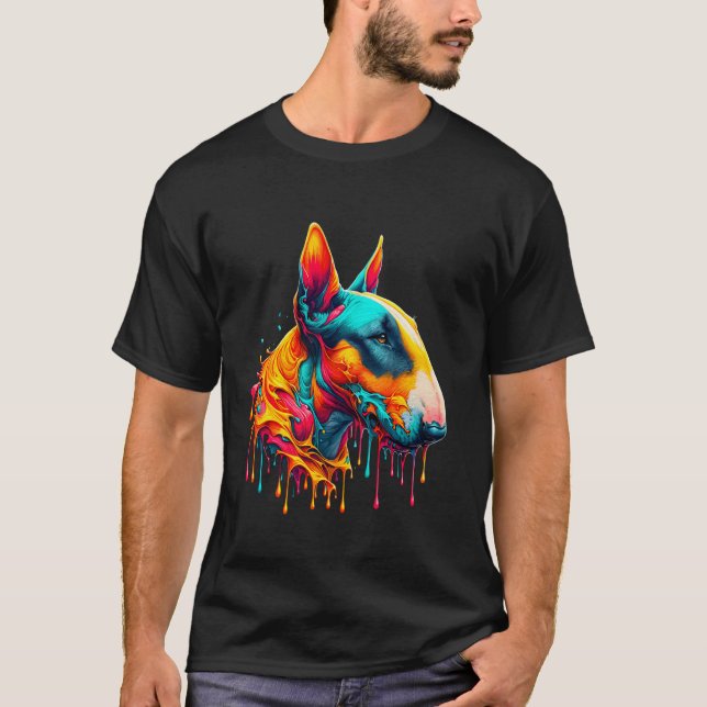 Dripping Paint Art Bull Terrier T-Shirt (Front)