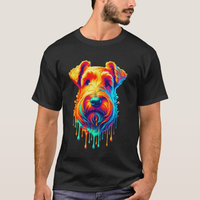 Dripping Paint Art Irish Terrier T-Shirt (Front)