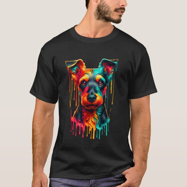 Dripping Paint Art Manchester Terrier T-Shirt (Front)