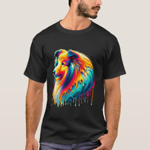 Dripping Paint Art Shetland Sheepdog Sheltie T-Shirt