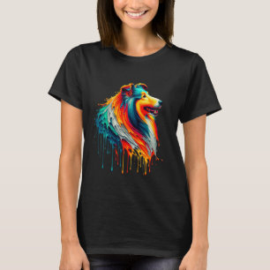 Dripping Paint Art Shetland Sheepdog Sheltie T-Shirt