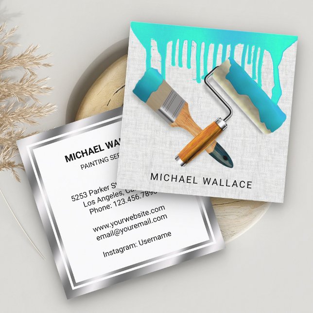 Dripping Paint Painting Works Professional Painter Square Business Card (Creator Uploaded)