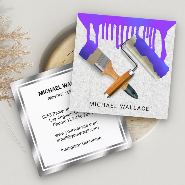Dripping Paint Painting Works Professional Painter Square Business Card (Creator Uploaded)
