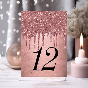 Dripping Peach Glitter   Terra Cotta Coral Orange Table Number