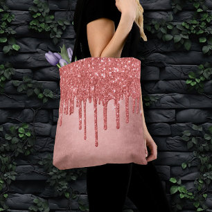 Dripping Peach Glitter   Terra Cotta Coral Orange Tote Bag