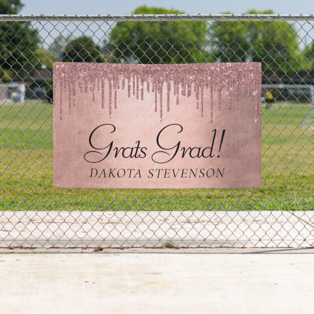 Dripping Peach Glitter | Terra Cotta Graduation Banner (Insitu)