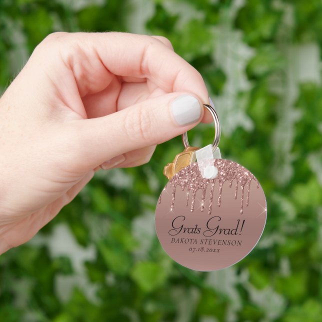 Dripping Peach Glitter | Terra Cotta Graduation Key Ring (Hand)