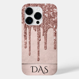 Dripping Peach Glitter   Terra Cotta Pour Monogram Case-Mate iPhone 14 Pro Case