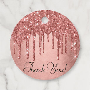 Dripping Peach Glitter Terra Cotta Thank You Favour Tags