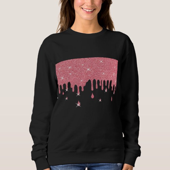 Dripping Pink Glitter Effect & Sparkles Sweatshirt (Front)