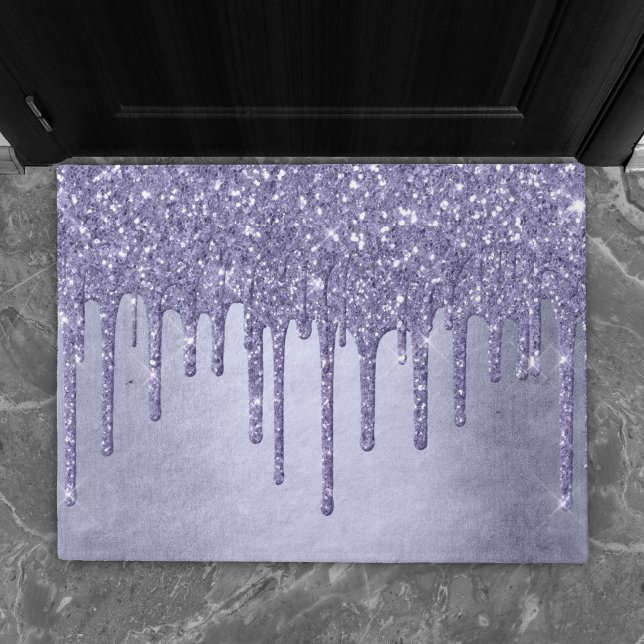 Dripping Purple Glitter | Chic Lavender Icing Pour Doormat (Creator Uploaded)