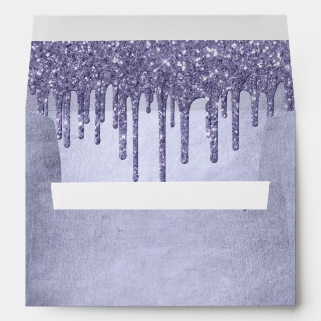 Dripping Purple Glitter | Chic Lavender Icing Pour Envelope (Back (Bottom))