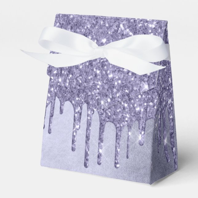 Dripping Purple Glitter | Chic Lavender Icing Pour Favour Box (Front Side)