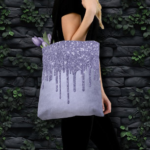 Dripping Purple Glitter Chic Lavender Icing Pour Tote Bag
