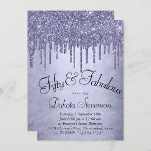 Dripping Purple Glitter Lavender 50 and Fabulous Invitation
