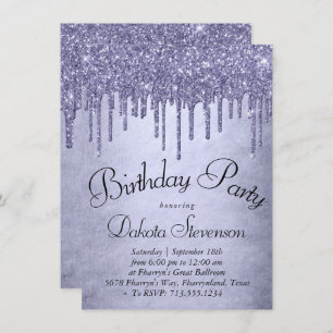 Dripping Purple Glitter   Lavender Icing Birthday Invitation