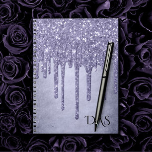 Dripping Purple Glitter Lavender Icing Monogram Notebook