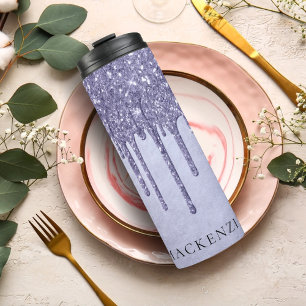 Dripping Purple Glitter   Lavender Icing Monogram Thermal Tumbler