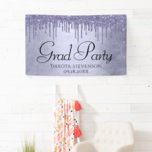 Dripping Purple Glitter Lavender Pour Graduation Banner