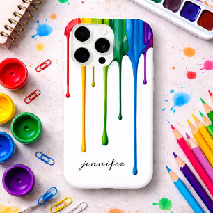 Dripping Rainbow Paint Monogram  iPhone 15 Pro Case