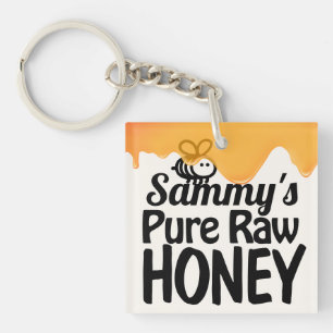 Dripping Raw Honey Bold Typography  Key Ring