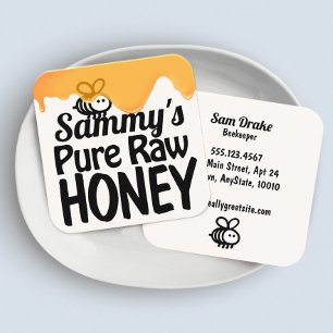 Dripping Raw Honey Bold Typography Square Business Card