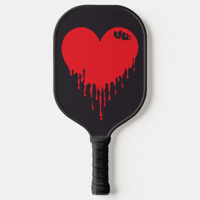 Dripping Red Heart Pickleball Paddle (Front)
