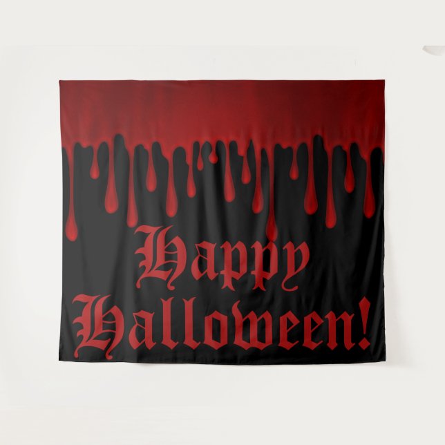 Dripping Red Satin Blood Drips Halloween Party Tapestry (Front (Horizontal))