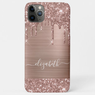 Dripping Rose Gold Glitter Personalised Case-Mate iPhone Case