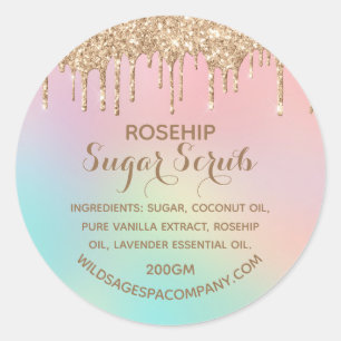 Dripping Rose Gold Glitter Sugar Scrub Label