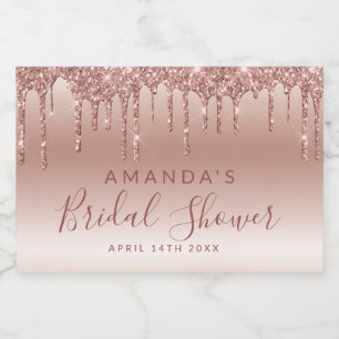 Dripping Rose Gold Mini Sparkling Wine Label