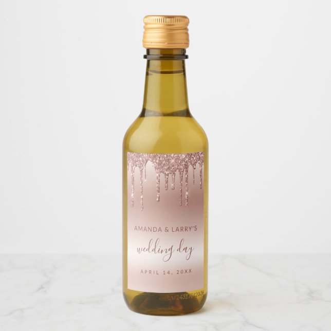 Dripping Rose Gold Mini Wine Labels (Front)