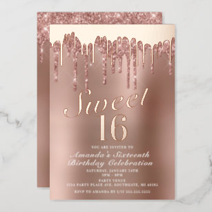 Dripping Rose Gold Sweet 16 Birthday Real