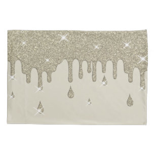 Dripping Silver Glitter Effect & Sparkles Pillowcase