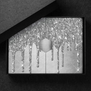 Dripping Silvery Glitter   Platinum Faux Metallic Tissue Paper