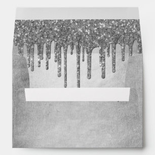 Dripping Silvery Glitter   Platinum Return Address Envelope