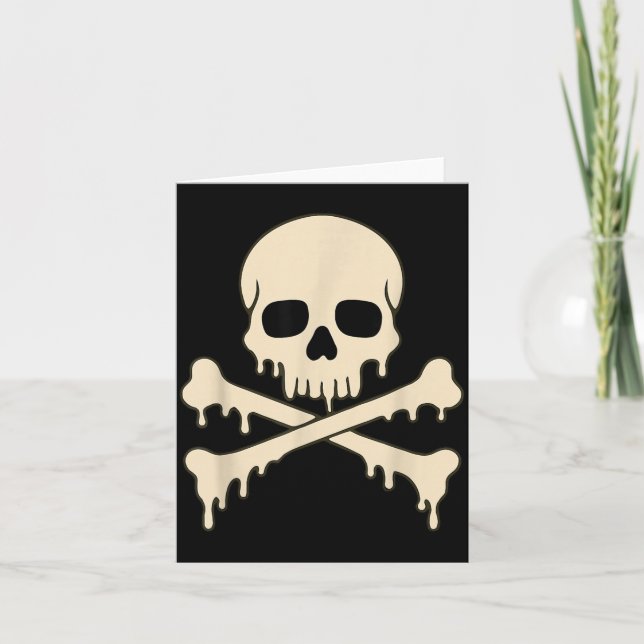 Dripping Skull Crossbones Horror Pirate Skeleton Card (Front)