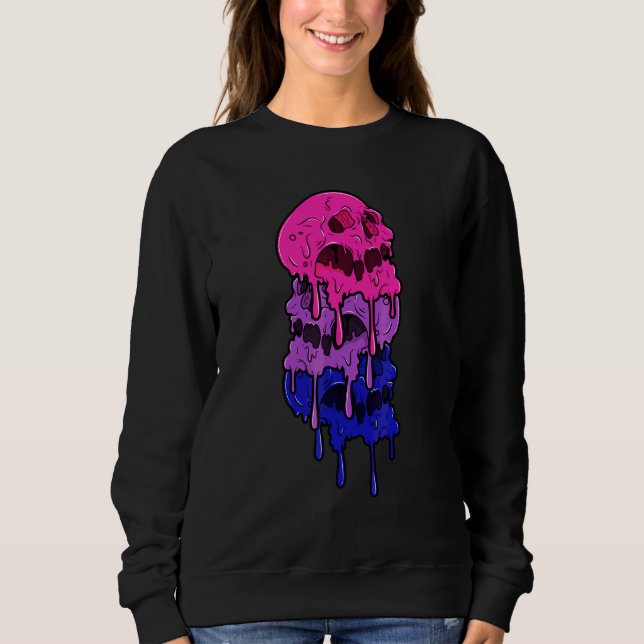 Dripping Skulls Bisexuality Flag Bisexual Lgbtq Pr Sweatshirt (Front)