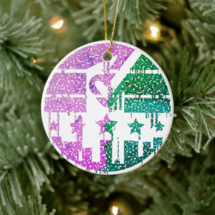 Dripping Speckles - Colourful Convergence Ceramic Tree Decoration