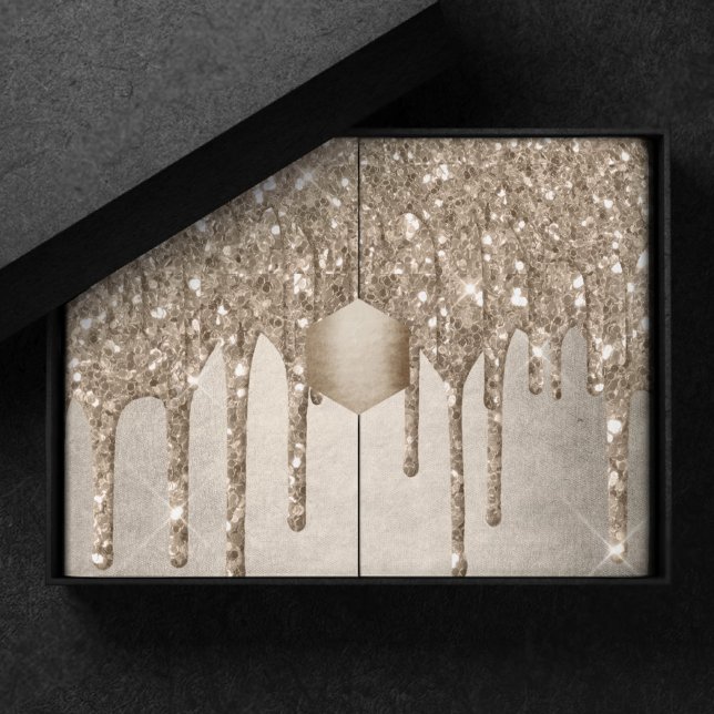 Dripping Taupe Glitter | Champagne Gold Drizzle Tissue Paper (Creator Uploaded)